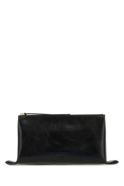 Jil Sander Logo Embossed Zipped Clutch Bag