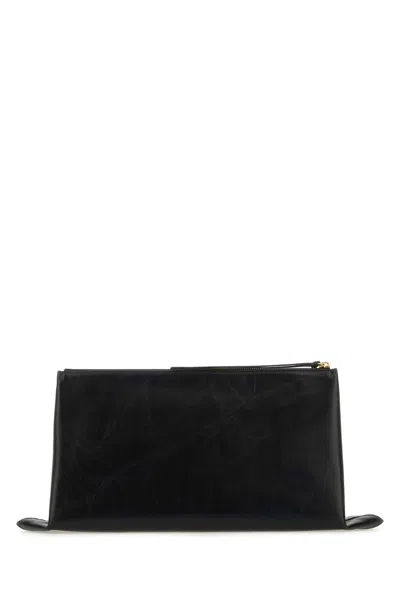 Jil Sander Logo Embossed Zipped Clutch Bag