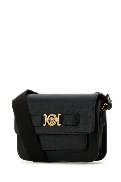 Versace Black Leather Medusa Biggie Crossbody Bag In Black