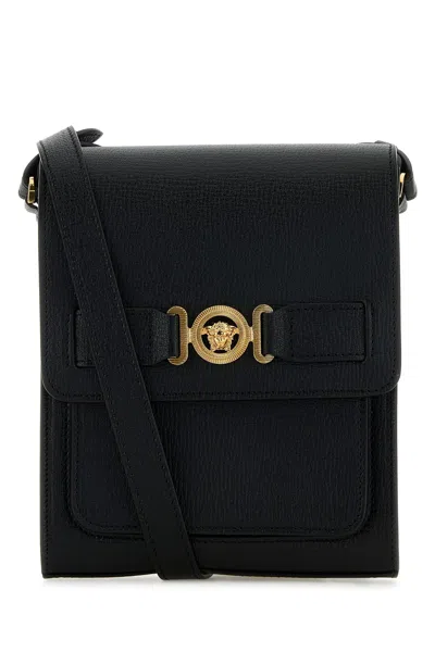 Versace Black Leather Medusa Biggie Crossbody Bag