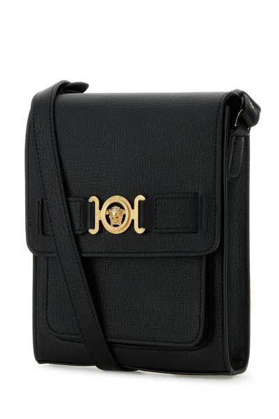 Versace Black Leather Medusa Biggie Crossbody Bag