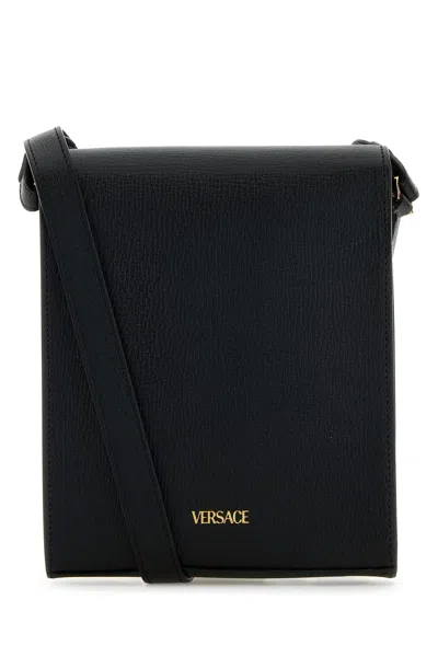Versace Black Leather Medusa Biggie Crossbody Bag