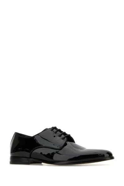 Shop Dolce & Gabbana Black Leather Raffaello Lace-up Shoes