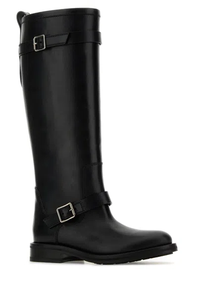Saint Laurent Biork Leather Buckle Biker Boots