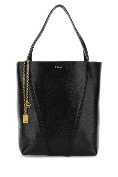 Chloé Small Spin Tote In Grained Leather Bags In Black