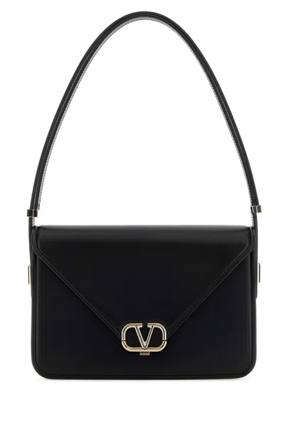 Valentino Black Leather Vlogo Shoulder Bag