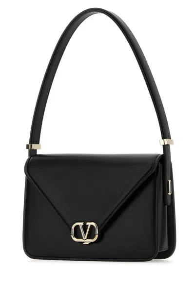 Valentino Black Leather Vlogo Shoulder Bag
