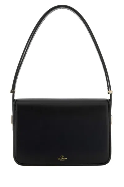 Valentino Black Leather Vlogo Shoulder Bag