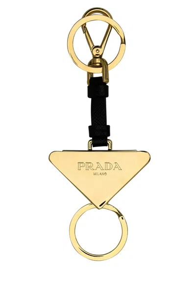 Prada Black Metal And Leather Key Ring