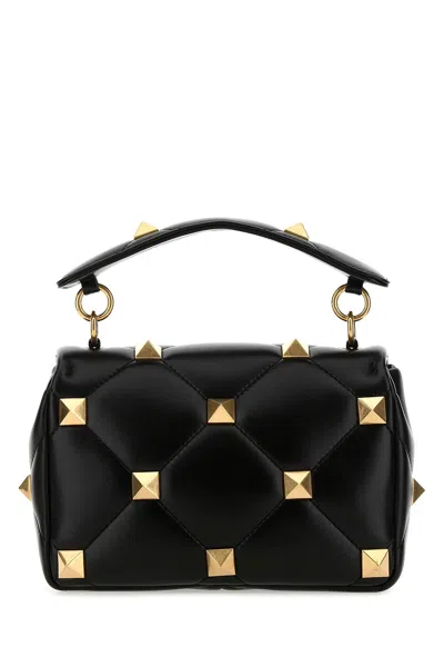 Valentino Garavani Woman Black Nappa Leather Medium Roman Stud Handbag