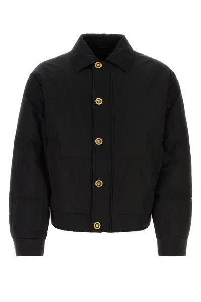 Versace Medusa Buttoned-up Jacket In Black