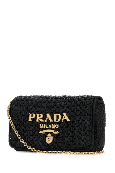 Prada Raffia Crossbody Bag Chain Strap
