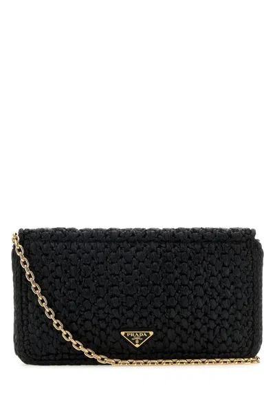Prada Raffia Crossbody Bag Chain Strap