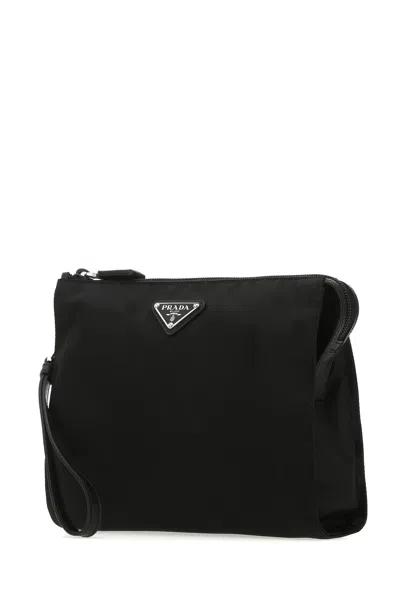 Prada Rectangular Re-nylon Clutch With Detachable Wrist Handle