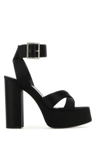 Saint Laurent Elegant Mini Satin Bianca Sandals With 12.5 Cm Heel Height
