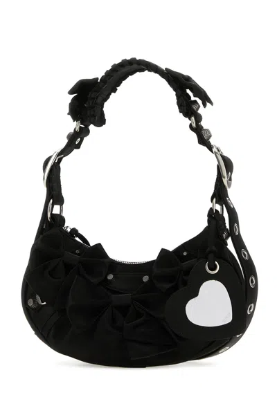 Balenciaga Satin Xs Shoulder Bag With Braided Handle And Bow Embellishment