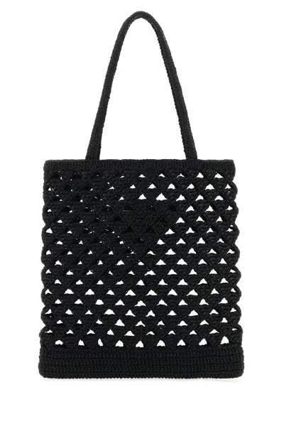 Prada Straw Tote Bag With Knit Design And Shoulder Straps
