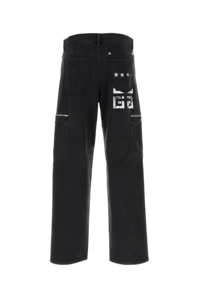 Givenchy Black Cargo Denim Jeans With 4g Print