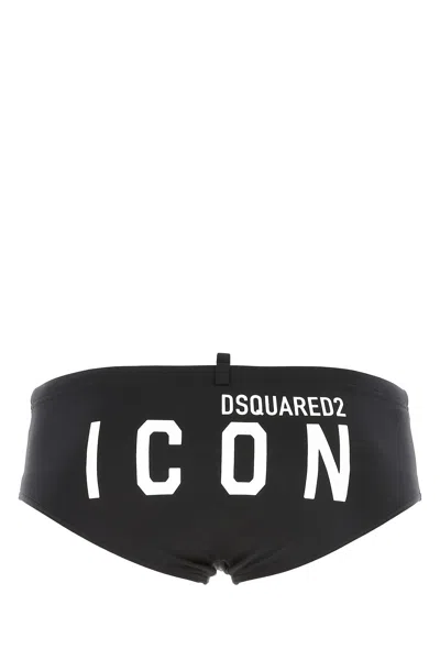 Dsquared2 Dsquared Man Black Stretch Nylon Swimming Brief