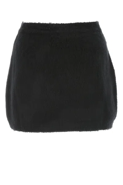 Miu Miu Black Stretch Wool Blend Mini Skirt