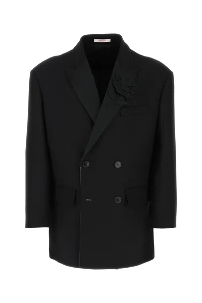 Valentino Garavani Double-breasted Wool Blazer In Black