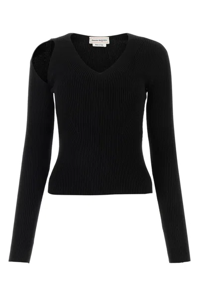 Alexander Mcqueen Cutout Ribbed Wool-blend Sweater