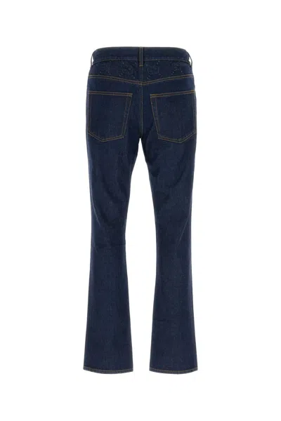 Gucci Mens Dark Blue Brand-embossed Mid-rise Straight-leg Jeans