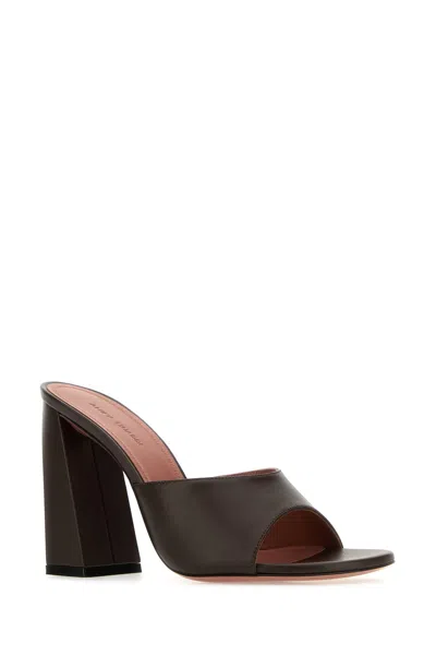 Amina Muaddi Brigitte 95 Sandals In Brown Hammered Leather