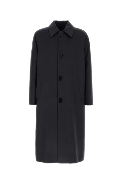 Fendi Cappotto In Misto Lana Antracite Uomo
