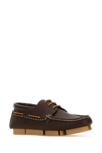 Fendi Chocolate Leather Deck Loafers