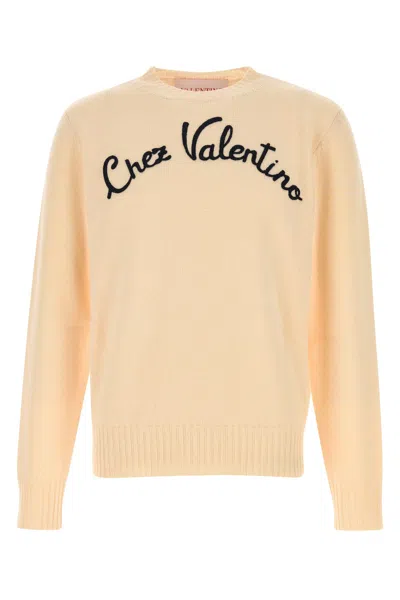 Valentino Beige Embroidered Wool Sweater