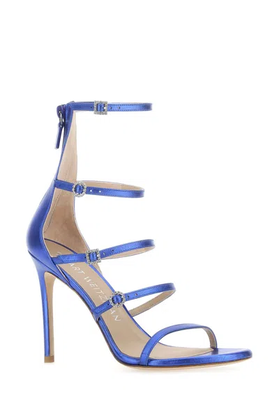 Stuart Weitzman Satin Strappy Sandals With Stiletto Heel