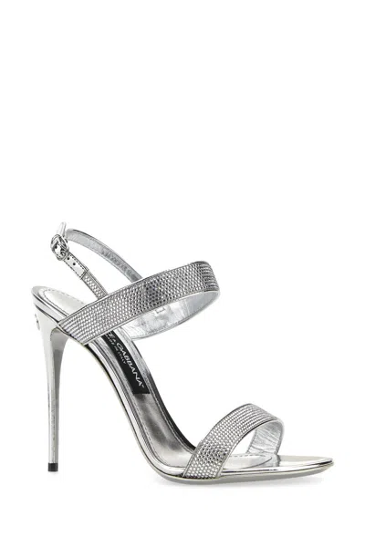 Dolce & Gabbana Embellished Satin Keira Mini Sandals With 10.5 Cm Heel Height
