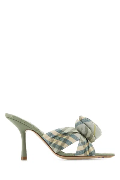 Burberry Fabric Embroidered Mews Mules With Knotted Detail