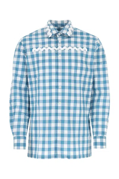 Prada Men's Embroidered Poplin Shirt