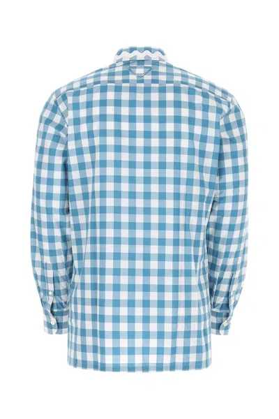 Prada Men's Embroidered Poplin Shirt