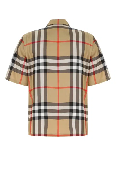 Burberry Silk Twill Bowling Shirt In Brown