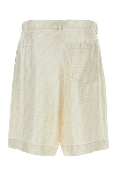 Fendi Embroidered Pattern Silk Bermuda Shorts
