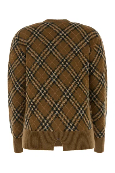 Burberry Brown Check Jumper In Wool And Mohair