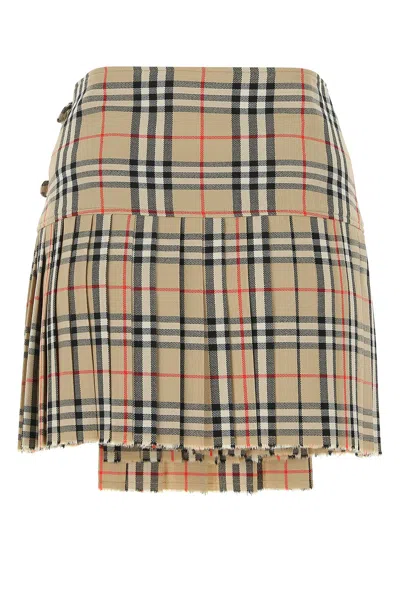 Burberry Vintage Check Wool Kilt In Multi