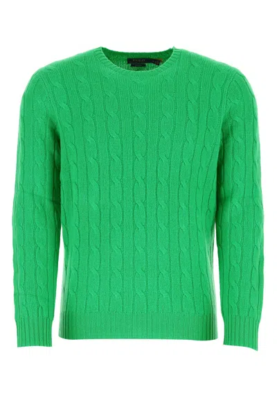 Polo Ralph Lauren Ralph Lauren Green Braided Cotton Sweater