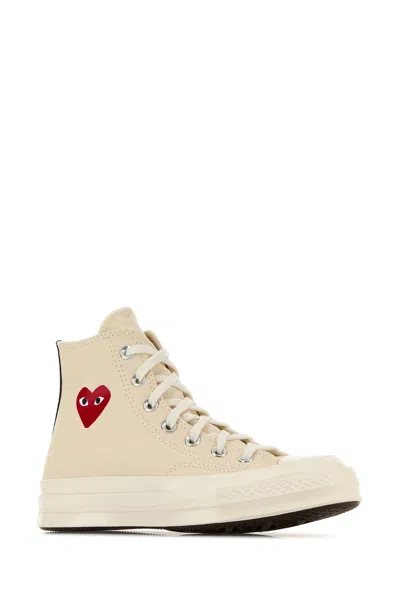 Comme Des Garçon Play Ivory Canvas Comme Des Garã§ons X Converse Sneakers