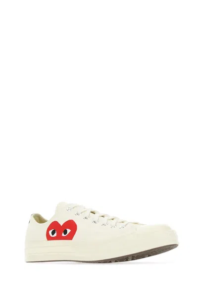 Comme Des Garçon Play Ivory Canvas Comme Des Garã§ons X Converse Sneakers