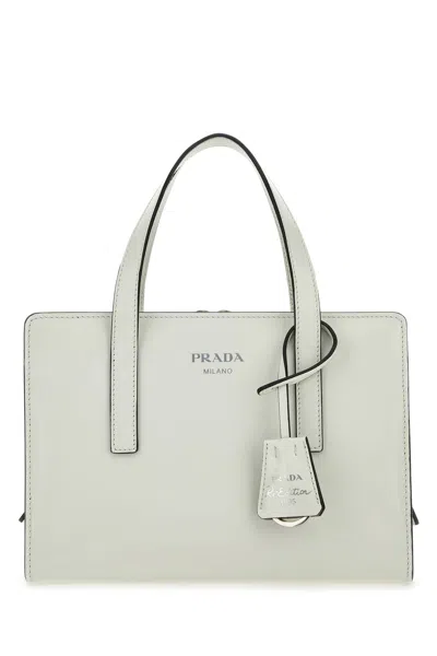 Prada Structured Leather Shoulder Bag In White