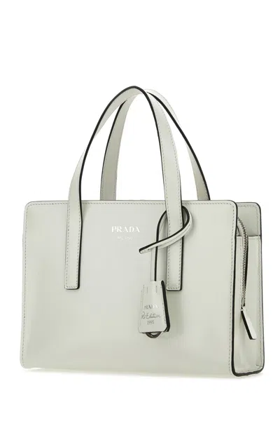 Prada Structured Leather Shoulder Bag In White