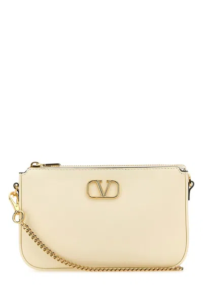 Valentino Garavani Women Ivory Leather Vlogo Crossbody Bag