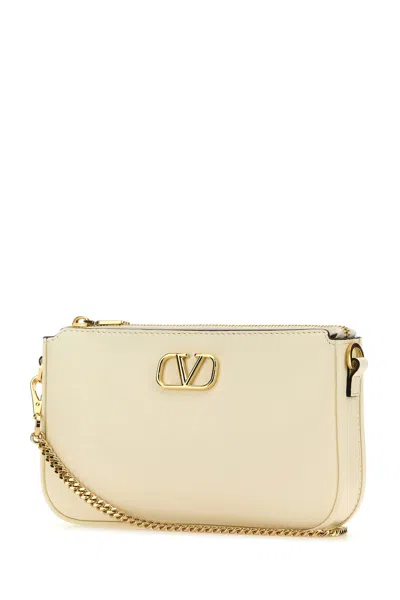 Valentino Garavani Women Ivory Leather Vlogo Crossbody Bag