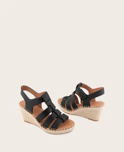 Gentle Souls - Capelin Leather Espadrille Wedge In Black Leather