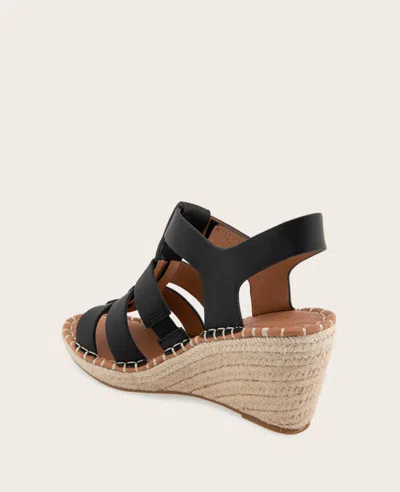 Gentle Souls - Capelin Leather Espadrille Wedge In Black Leather