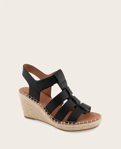 Gentle Souls - Capelin Leather Espadrille Wedge In Black Leather